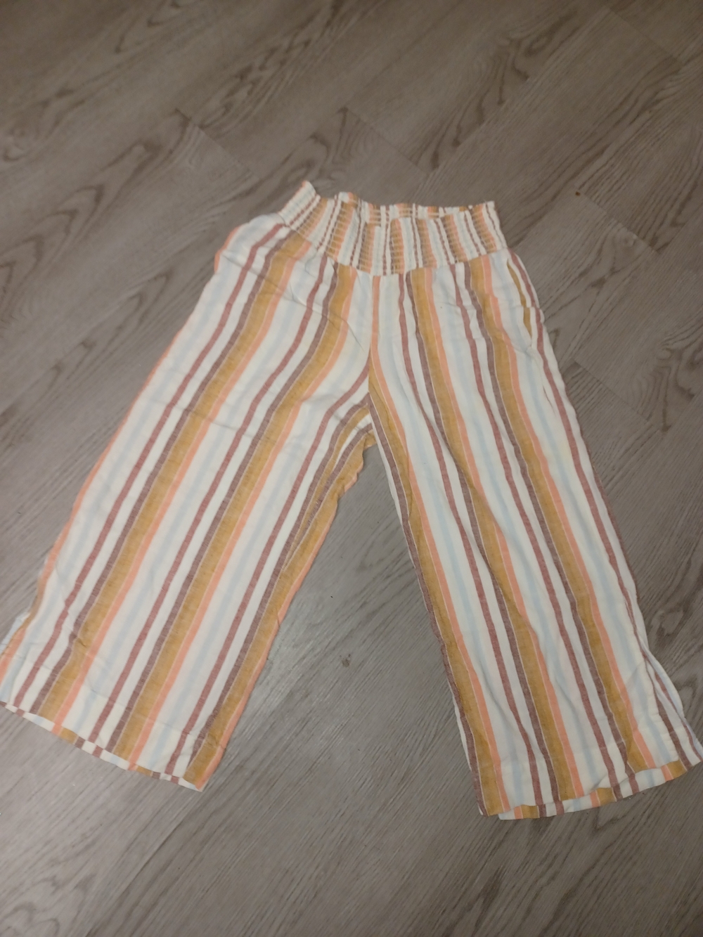 Cloth & Stone Striped Wide-Leg Elastic Waist Pants - White, Mustard & Rust